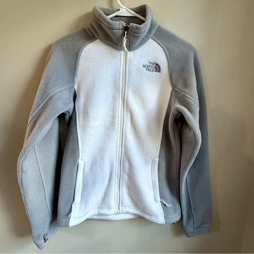 The North Face Women's Gray and White Fleece Jacket